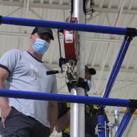 Students measure air quality during a rescue simulation